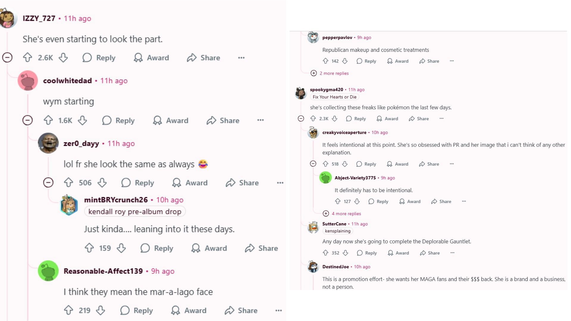 Social media users call out Taylor Swift for associating herself with conservative celebrities. (Image via Reddit)